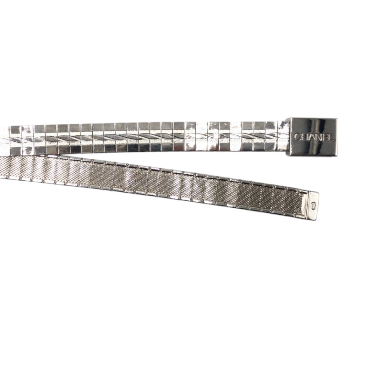 Chanel Belt Metal Silver Logo Women
