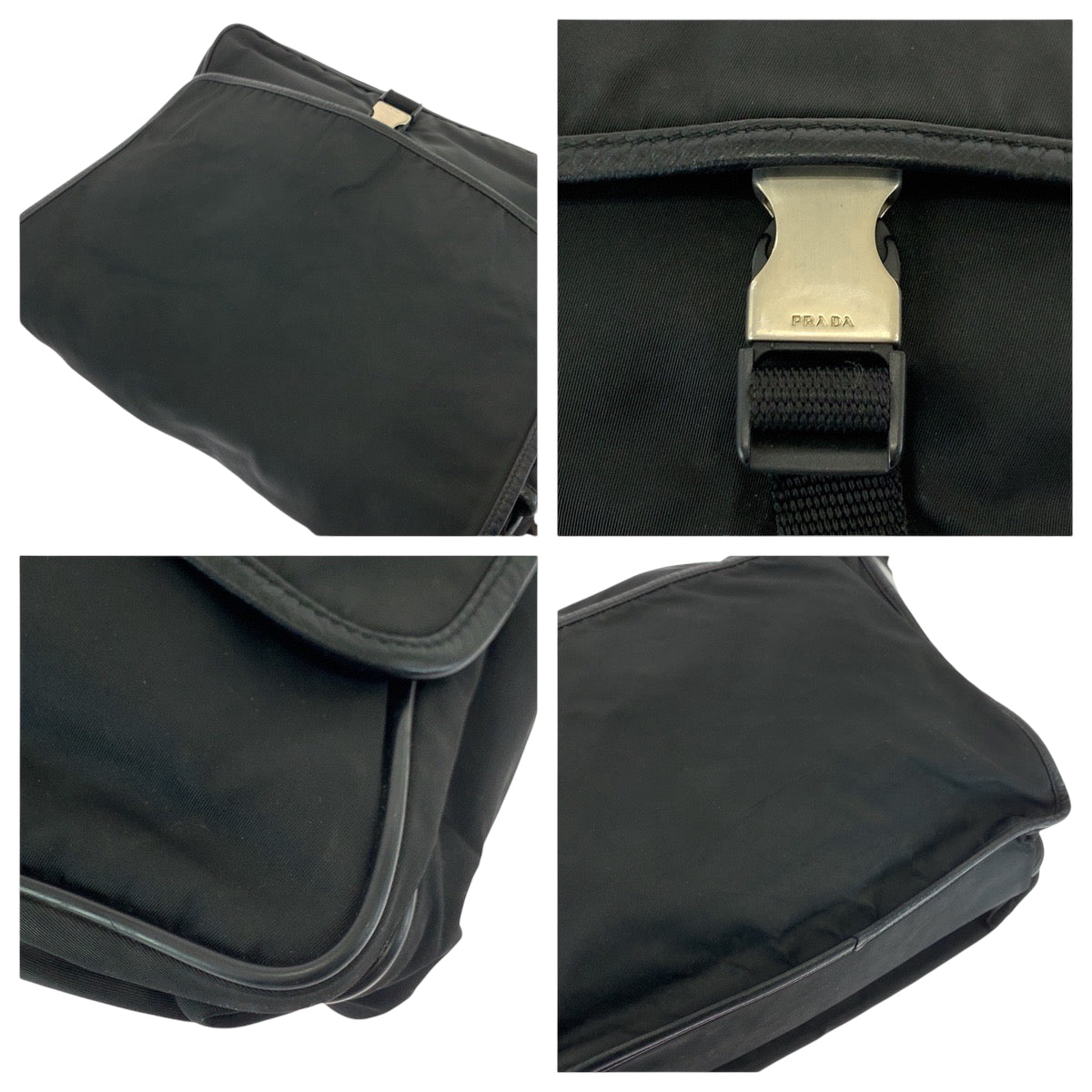 Prada Shoulder Bag V166 Nylon Black Silvermetal Shoulder Bag Messenger Bag Test Triangle With Logo