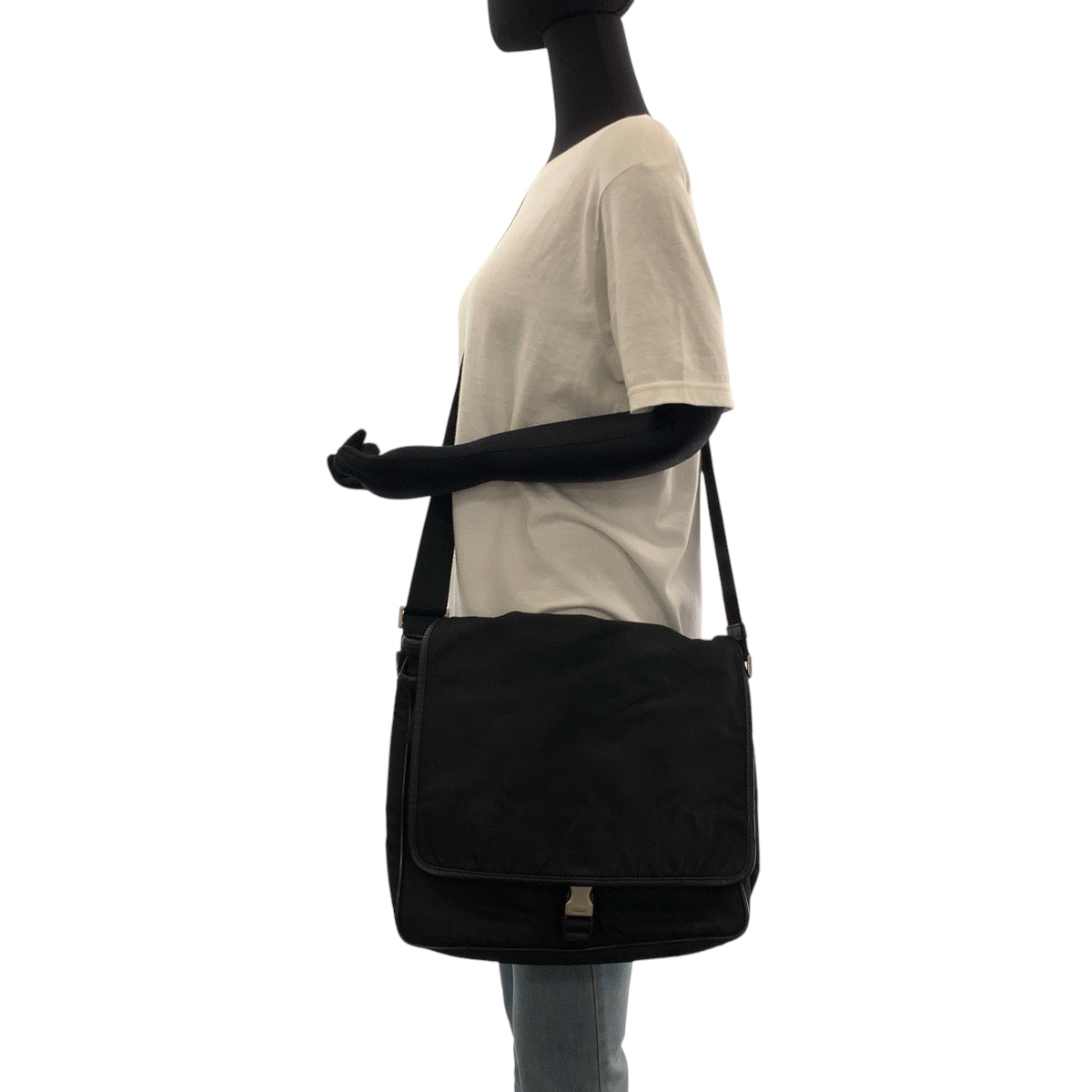 Prada Shoulder Bag V166 Nylon Black Silvermetal Shoulder Bag Messenger Bag Test Triangle With Logo