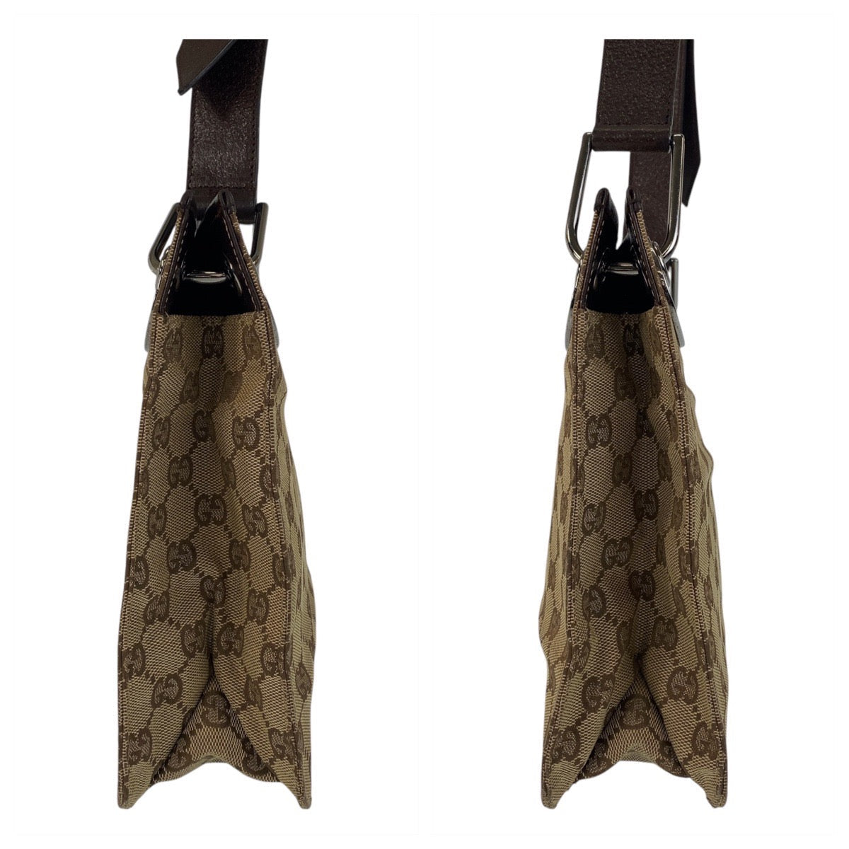 Gucci Shoulder Bag 120841 Gg Canvas, Leather Beige Brown Shoulder Bag Pochette Women