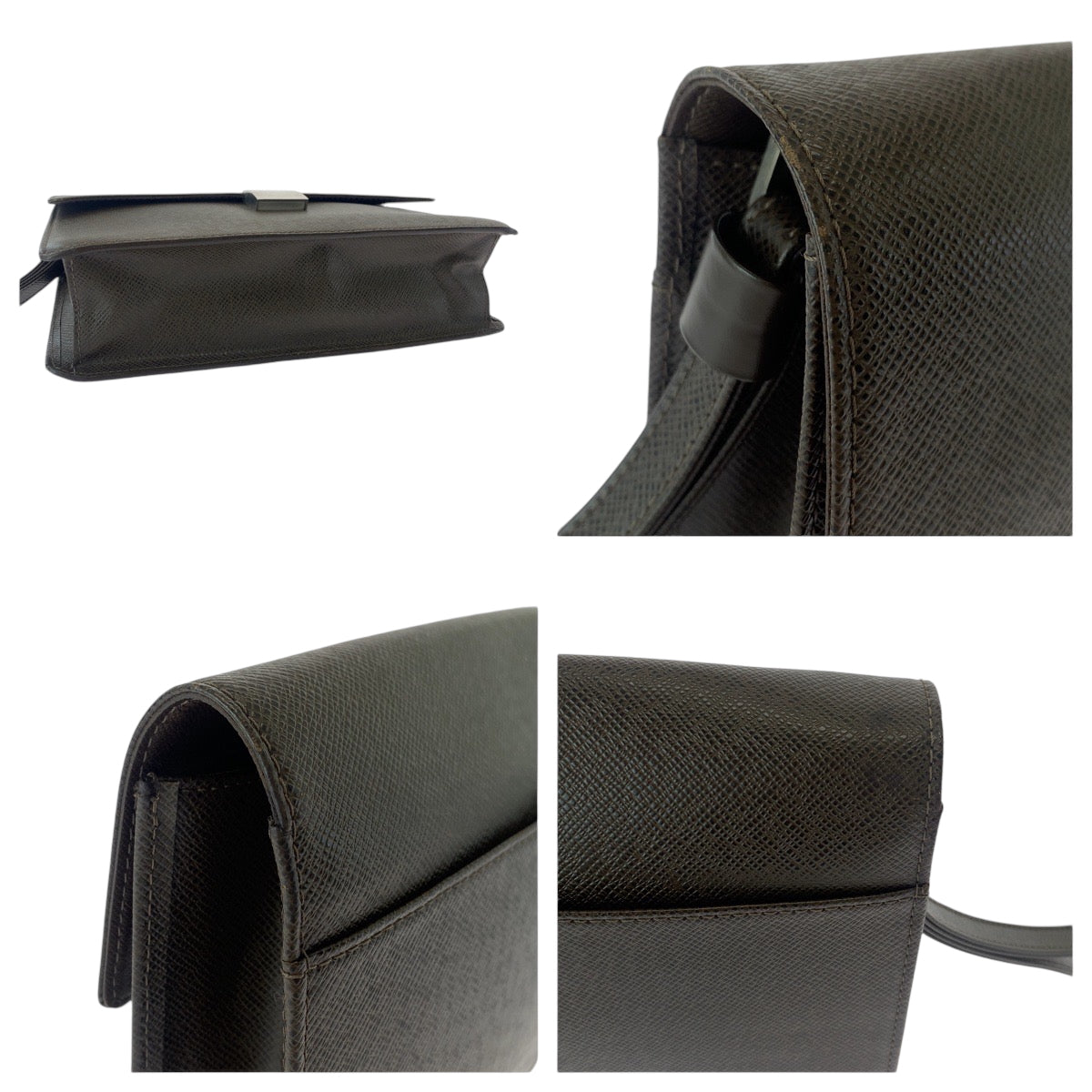Louis Vuitton Business Bag M30786 Taiga Brown Silver Metal Business Bag Clutch Bag Taiga Selenga