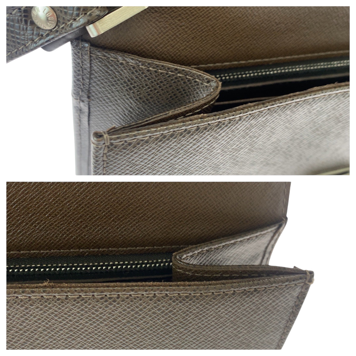 Louis Vuitton Business Bag M30786 Taiga Brown Silver Metal Business Bag Clutch Bag Taiga Selenga