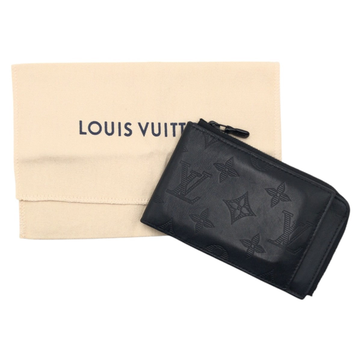 Louis Vuitton Coin Case M82526 Leather Black Black Coin Case Coin Pocket Compact Wallet Monogram