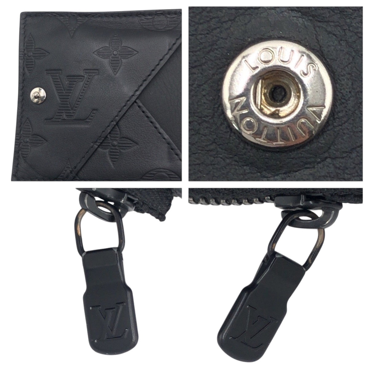 Louis Vuitton Coin Case M82526 Leather Black Black Coin Case Coin Pocket Compact Wallet Monogram