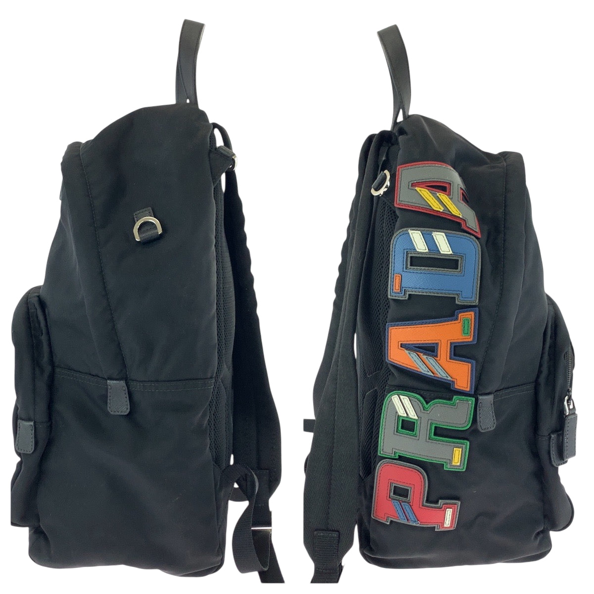 Prada Backpack 2Vz135 Nylon Black Black Multicolor Silvermetal Backpack Backpack Test Logo Patch