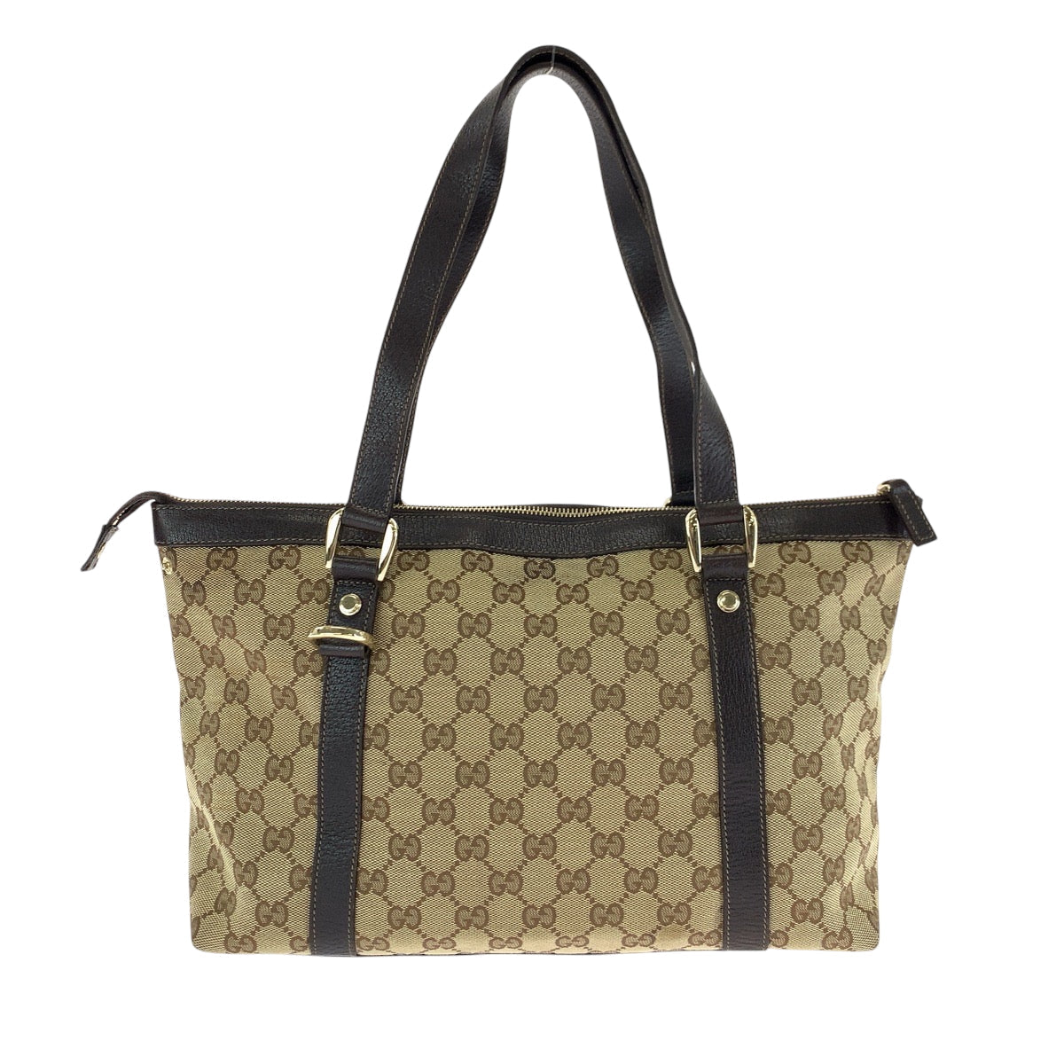 Gucci Tote Bag 141470 Gg Canvas Beige Brown Gold Metal Tote Bag Shoulder Bag Abbey Women