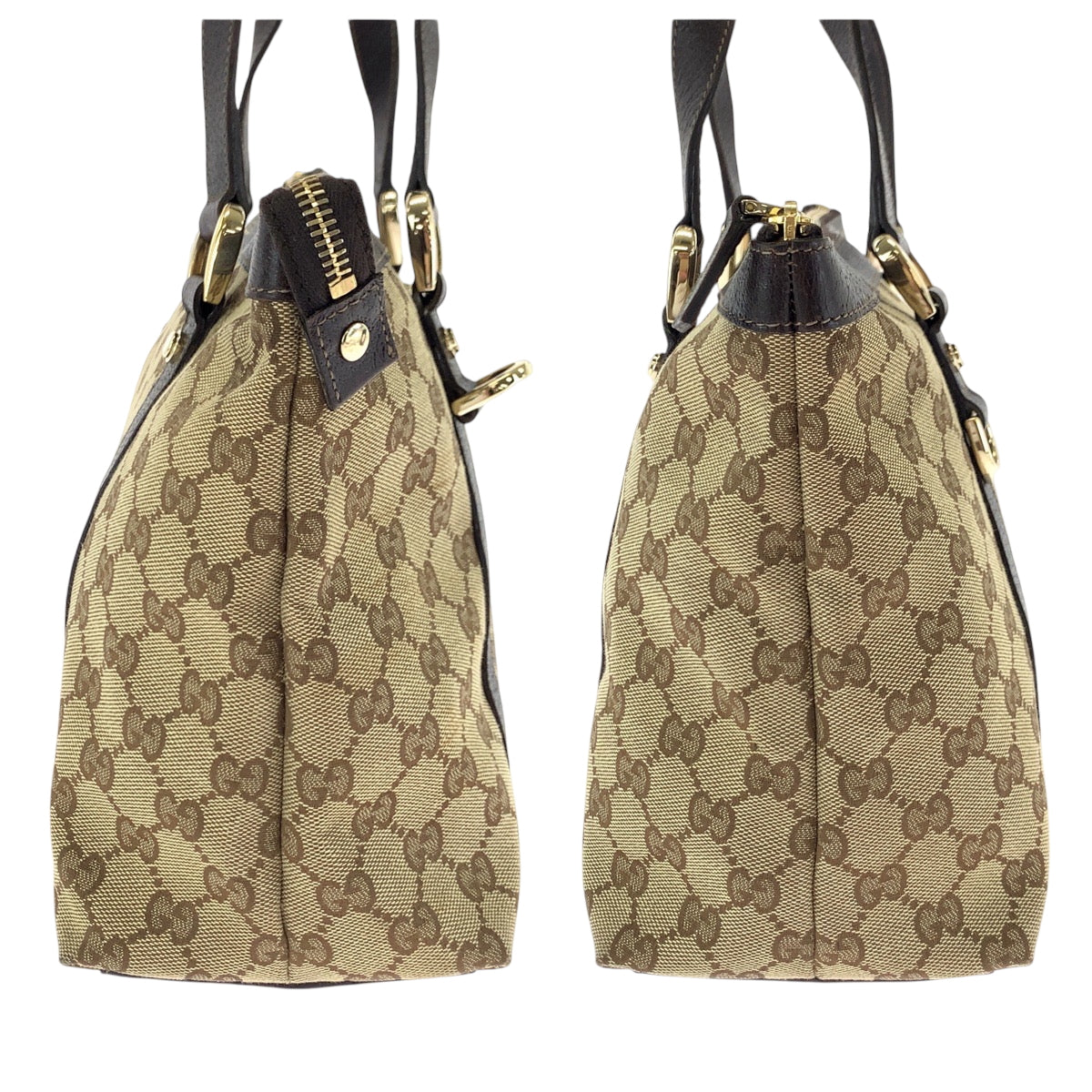 Gucci Tote Bag 141470 Gg Canvas Beige Brown Gold Metal Tote Bag Shoulder Bag Abbey Women