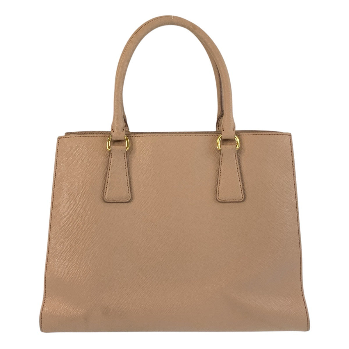 Prada Tote Bag Leather Pink Beige Gold Metal Tote Bag Handbag Safiano Women