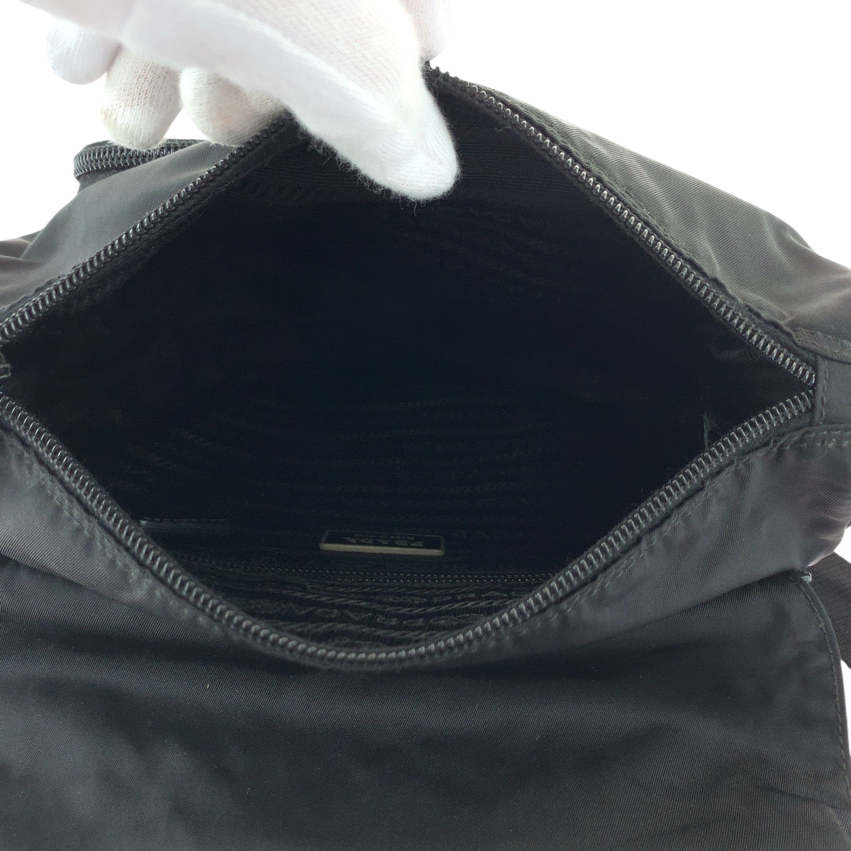 Prada Shoulder Bag Nylon Black Silvermetal Shoulder Bag Pochette Test Triangle With Logo Mens