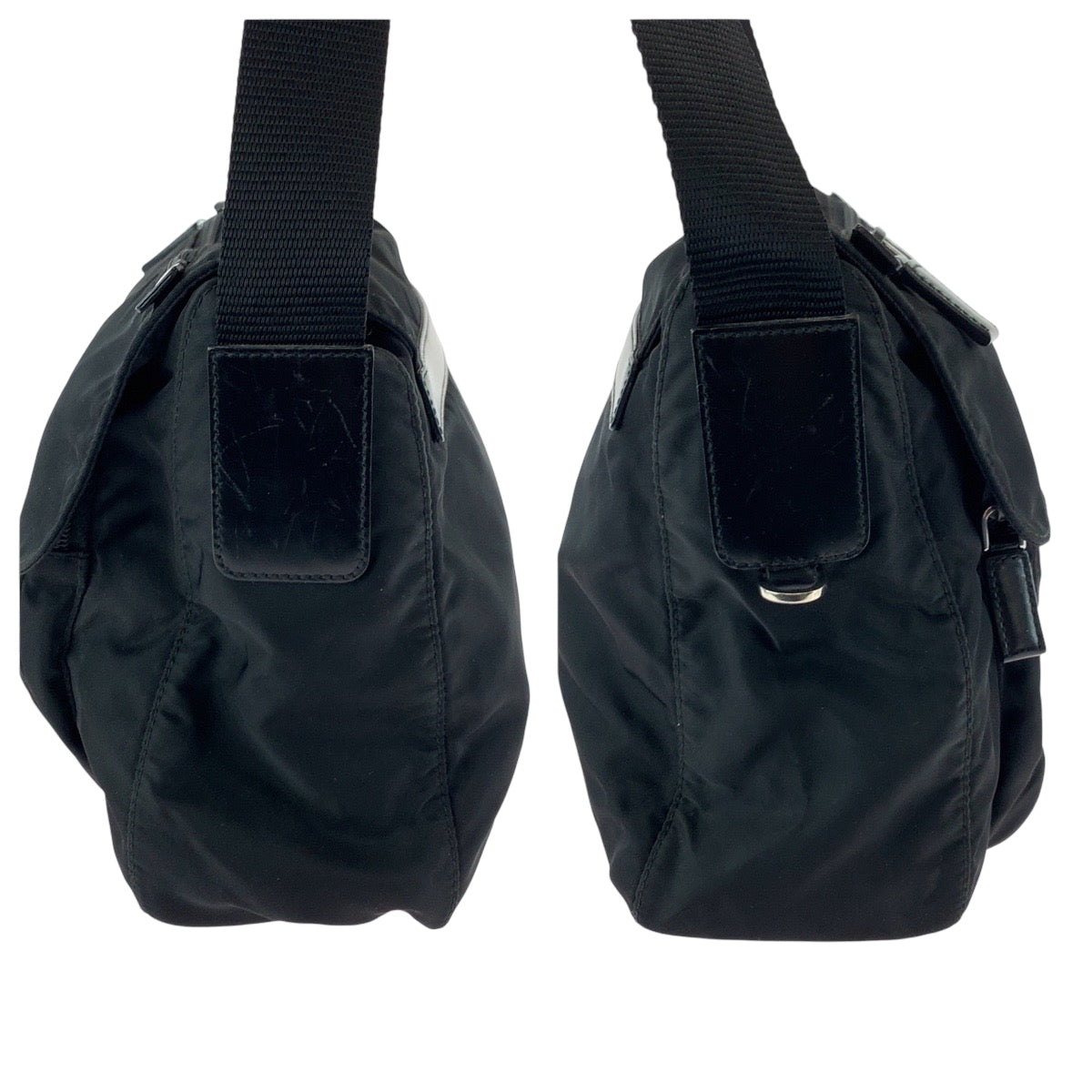 Prada Shoulder Bag Nylon Black Silvermetal Shoulder Bag Pochette Test Triangle With Logo Mens
