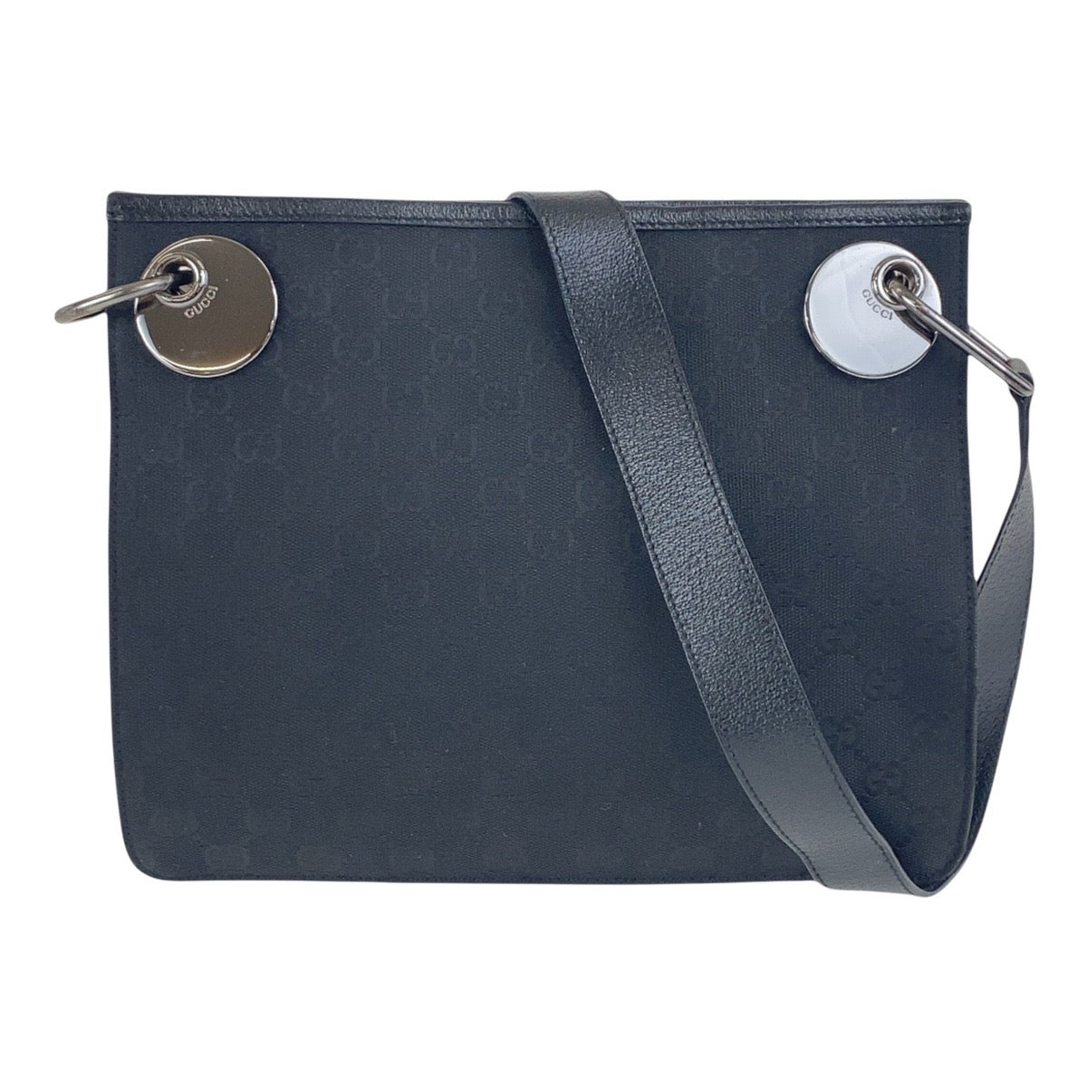 Gucci Shoulder Bag 120841 Gg Canvas, Leather Black Silvermetal Crossbody Shoulder Bag Women