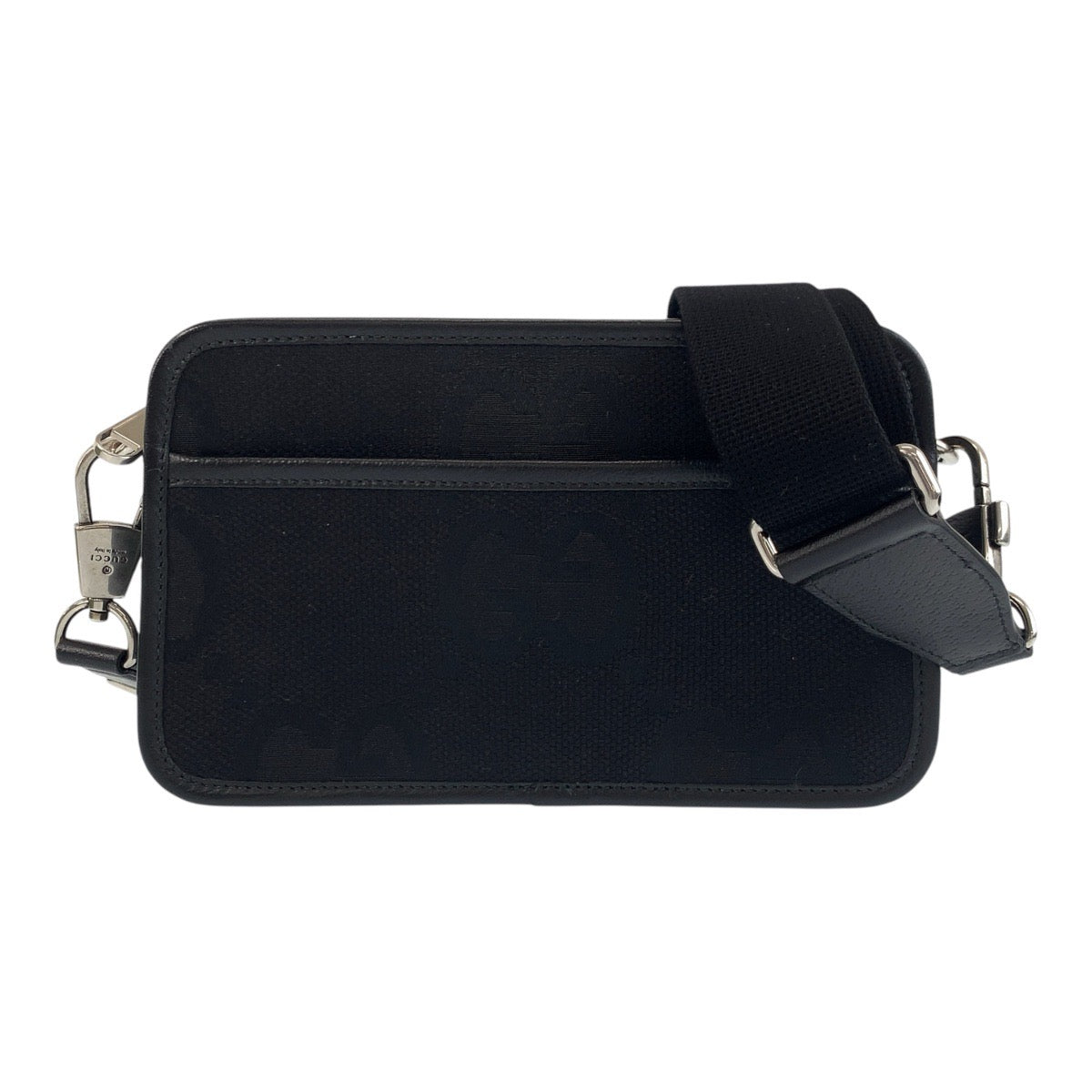 Gucci Shoulder Bag 696075 Canvas, Leather Black Silvermetal Shoulder Bag Pochette Unisex Jumbo Gg