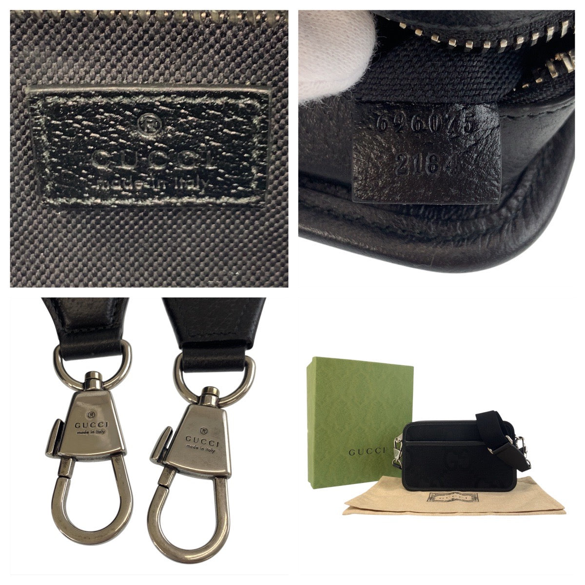 Gucci Shoulder Bag 696075 Canvas, Leather Black Silvermetal Shoulder Bag Pochette Unisex Jumbo Gg