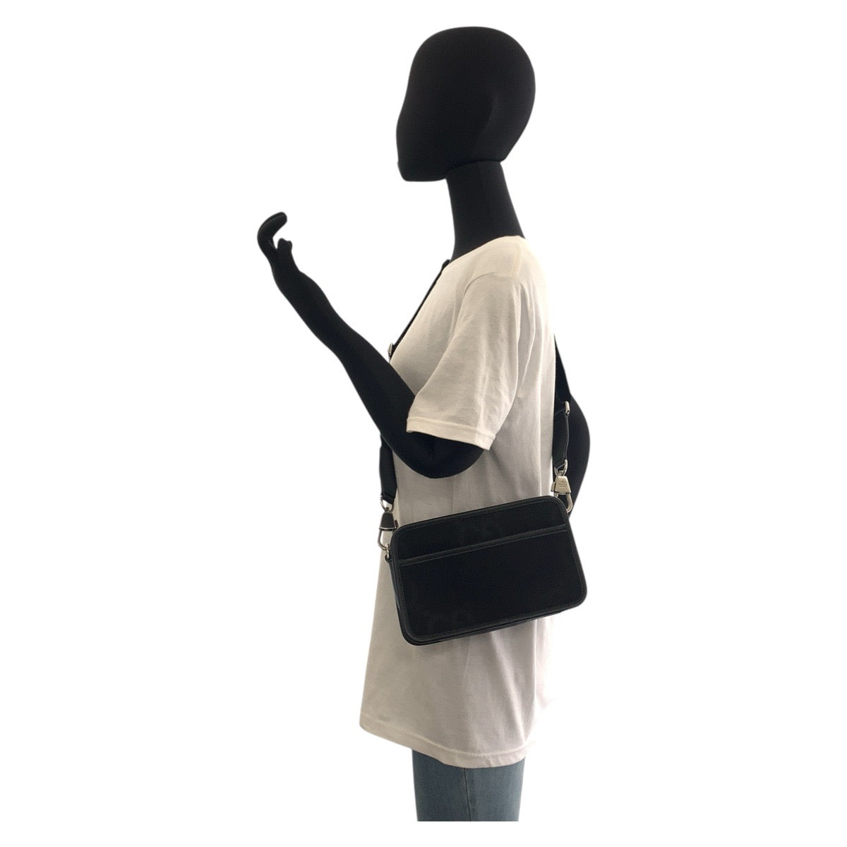 Gucci Shoulder Bag 696075 Canvas, Leather Black Silvermetal Shoulder Bag Pochette Unisex Jumbo Gg
