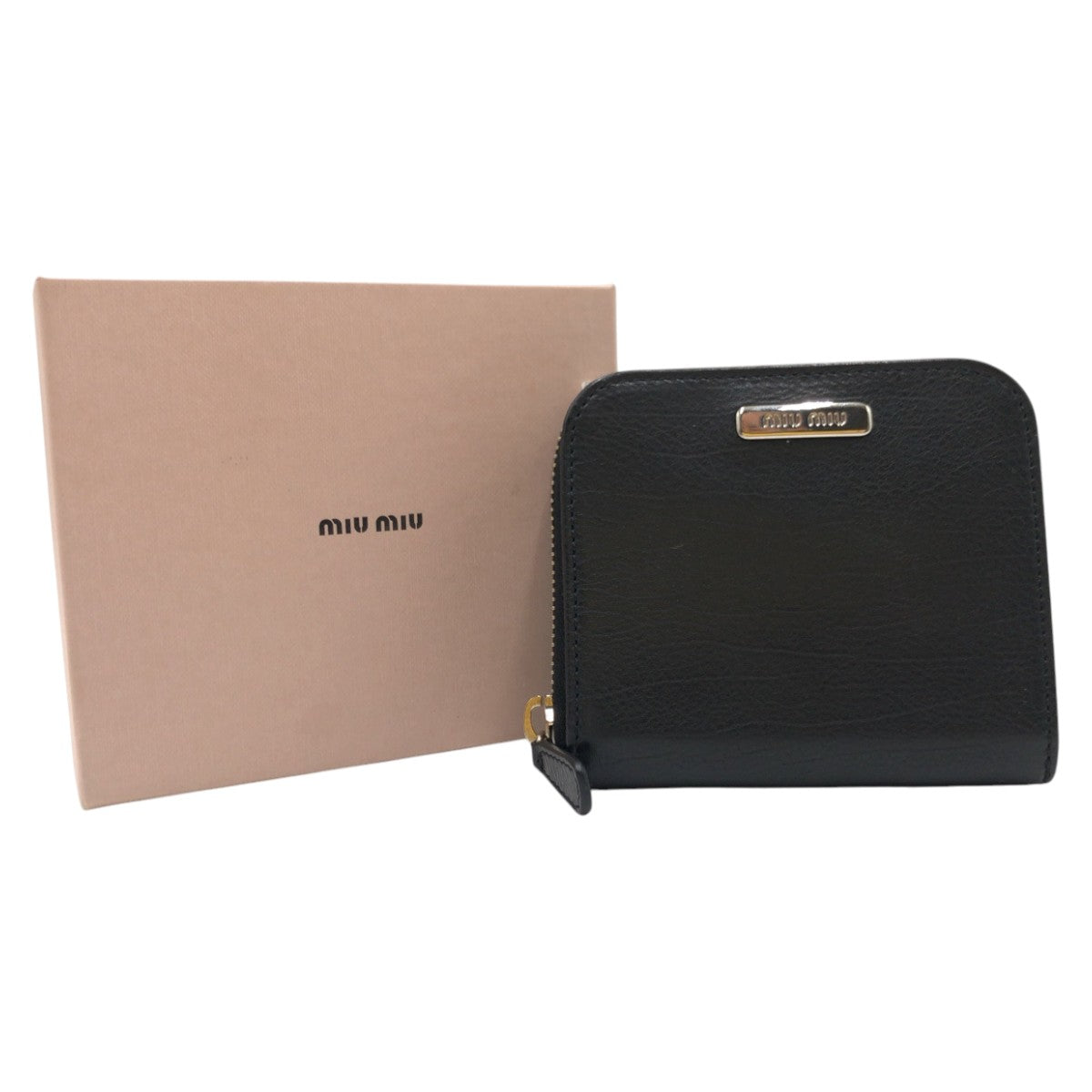 Miu Miu Bifold Wallet Leather Black Silvermetal Bifold Wallet Compact Wallet Women