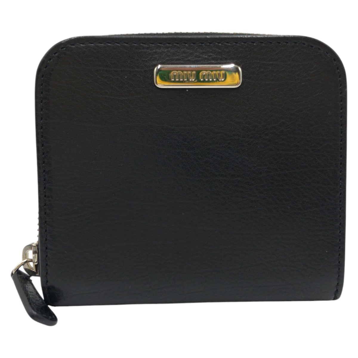 Miu Miu Bifold Wallet Leather Black Silvermetal Bifold Wallet Compact Wallet Women