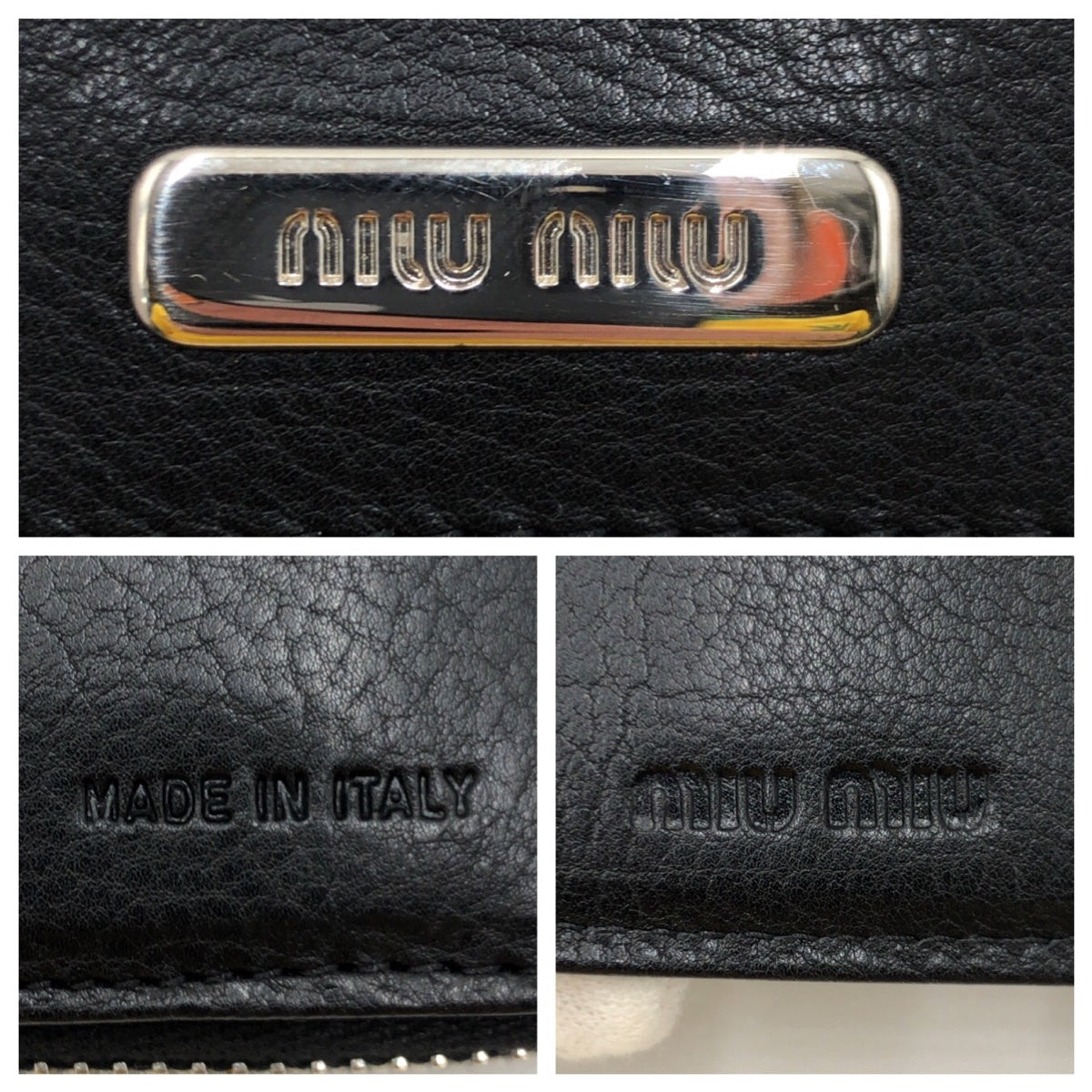 Miu Miu Bifold Wallet Leather Black Silvermetal Bifold Wallet Compact Wallet Women