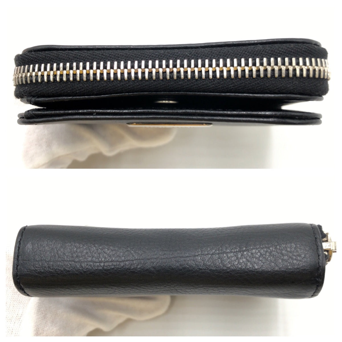Miu Miu Bifold Wallet Leather Black Silvermetal Bifold Wallet Compact Wallet Women