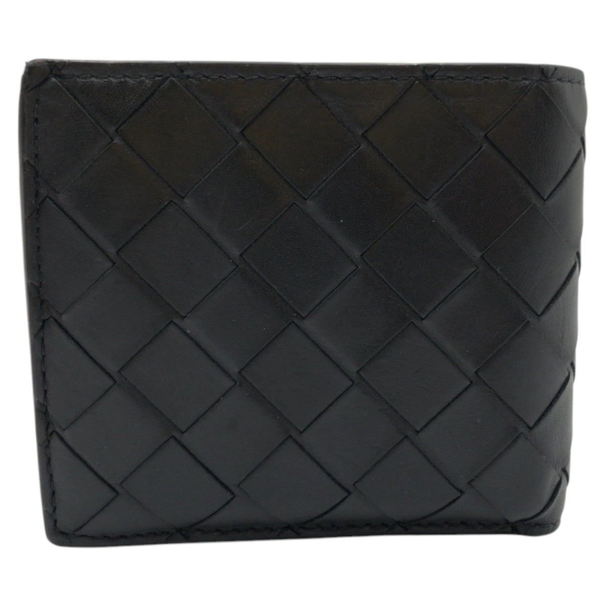 Bottegaveneta Bifold Wallet Leather Black Blue Bifold Wallet Compact Wallet Intrecciato Mens