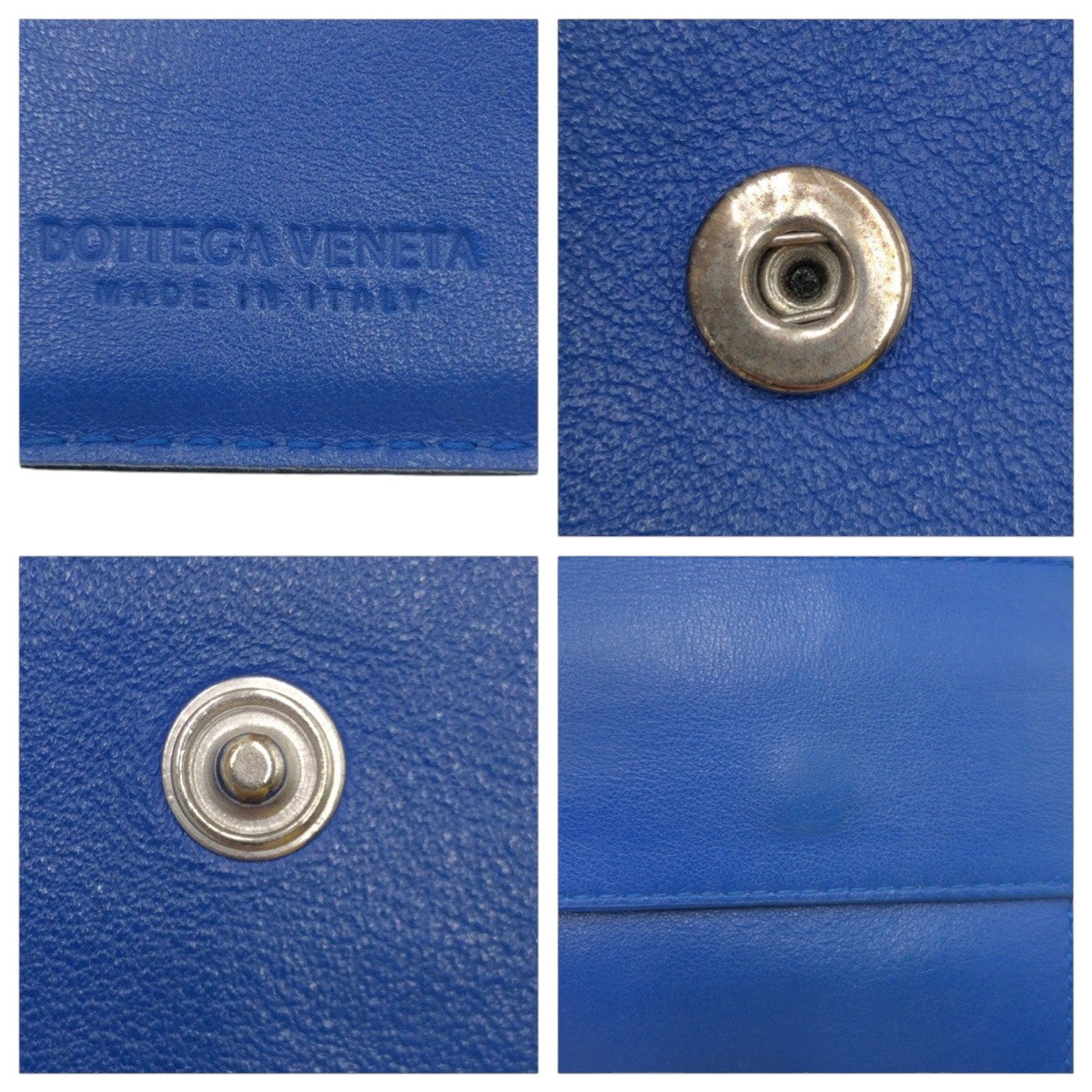 Bottegaveneta Bifold Wallet Leather Black Blue Bifold Wallet Compact Wallet Intrecciato Mens