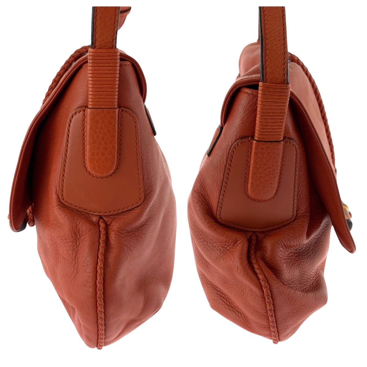 Gucci Shoulder Bag 338985 Leather Orange Brown Gold Metal Shoulder Bag Messenger Bag Bamboo Women