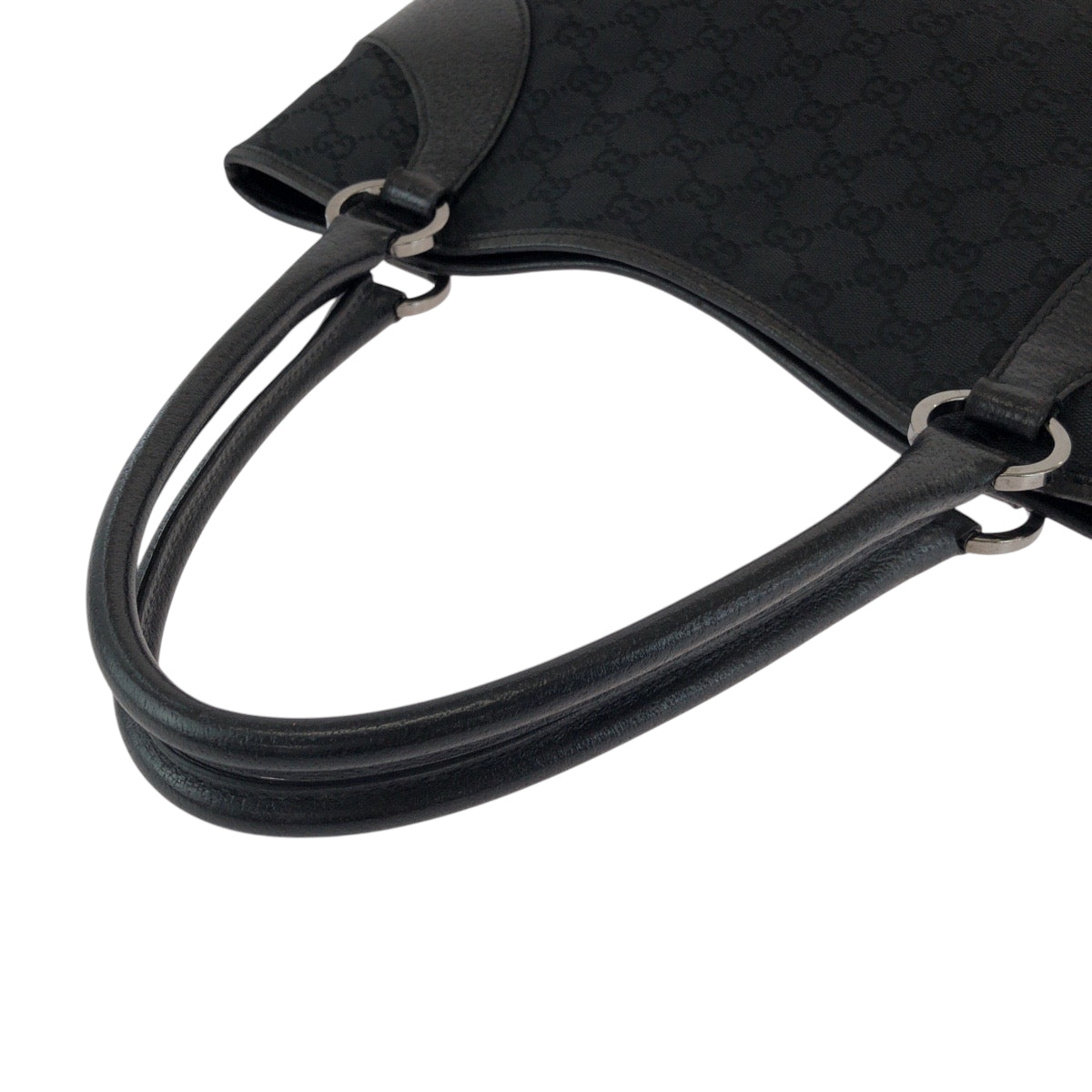 Gucci Tote Bag 113015 Gg Canvas Black Silvermetal Tote Bag Handbag Women