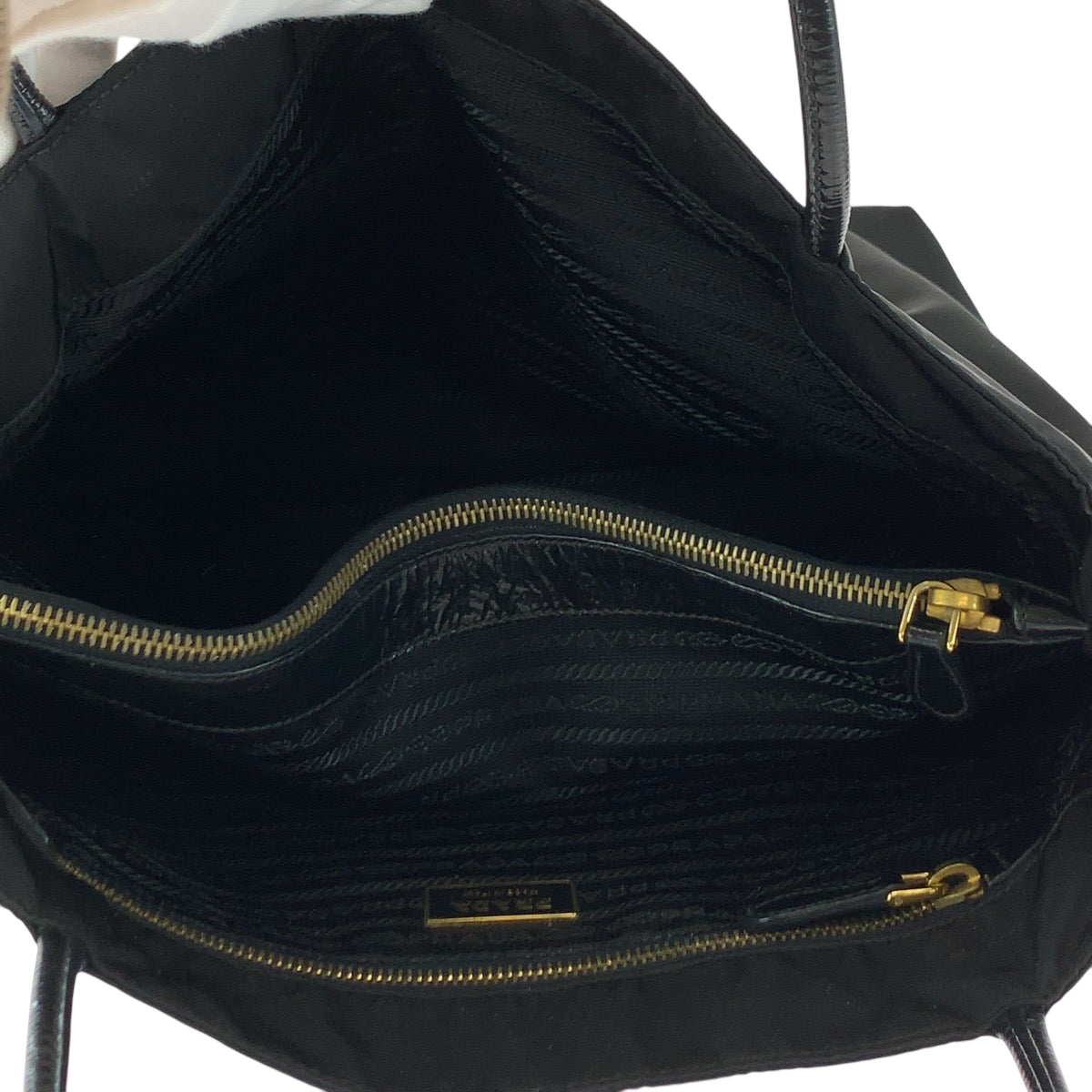 Prada Tote Bag Br3854 Nylon Black Goldmetal Tote Bag Shoulder Bag Test Triangle With Logo Women
