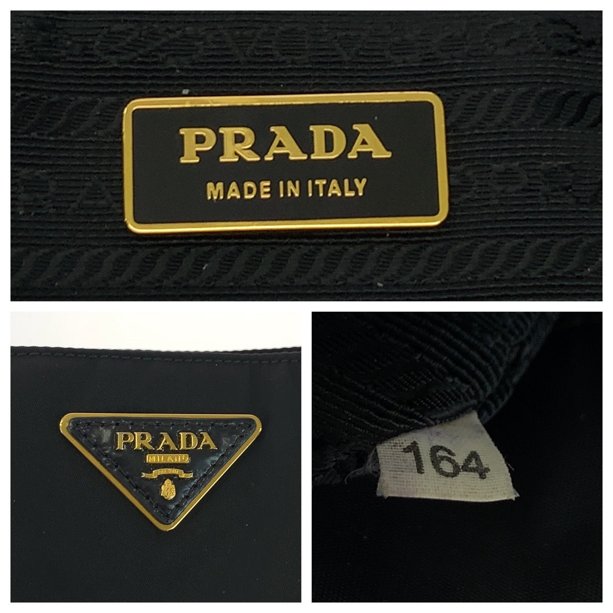 Prada Tote Bag Br3854 Nylon Black Goldmetal Tote Bag Shoulder Bag Test Triangle With Logo Women
