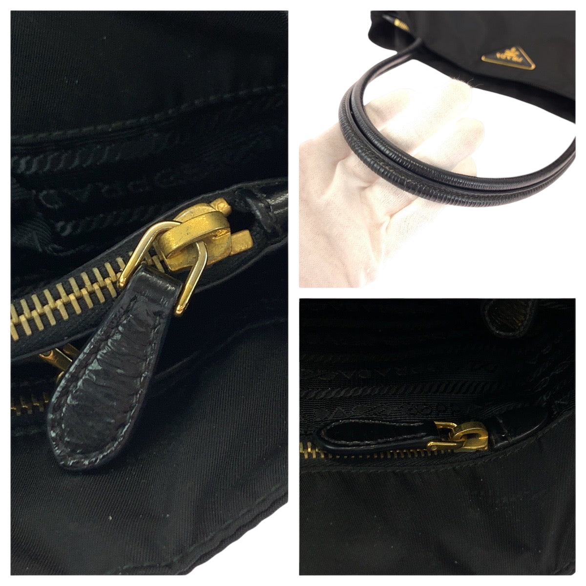 Prada Tote Bag Br3854 Nylon Black Goldmetal Tote Bag Shoulder Bag Test Triangle With Logo Women