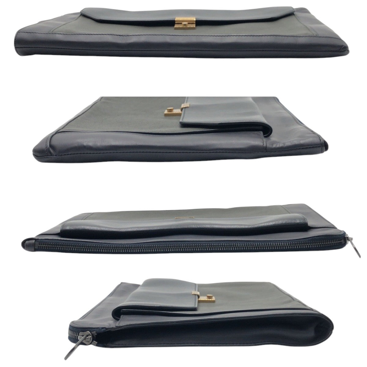 Bottegaveneta Clutch Bag Leather Navy Type Black Type Khaki Clutch Bag Business Bag Mens