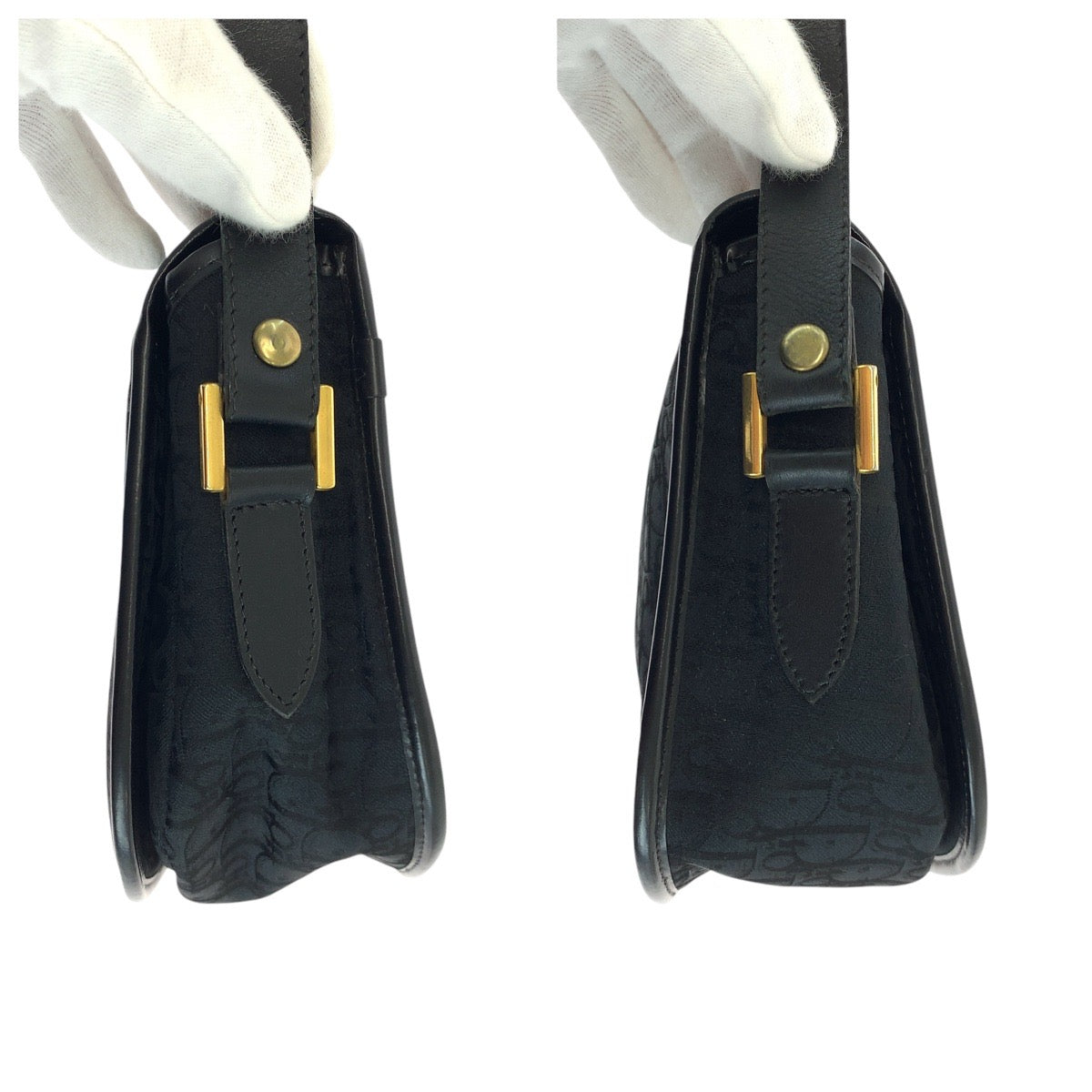 Dior Shoulder Bag Canvas, Leather Black Goldmetal Shoulder Bag Pochette Trotter Women