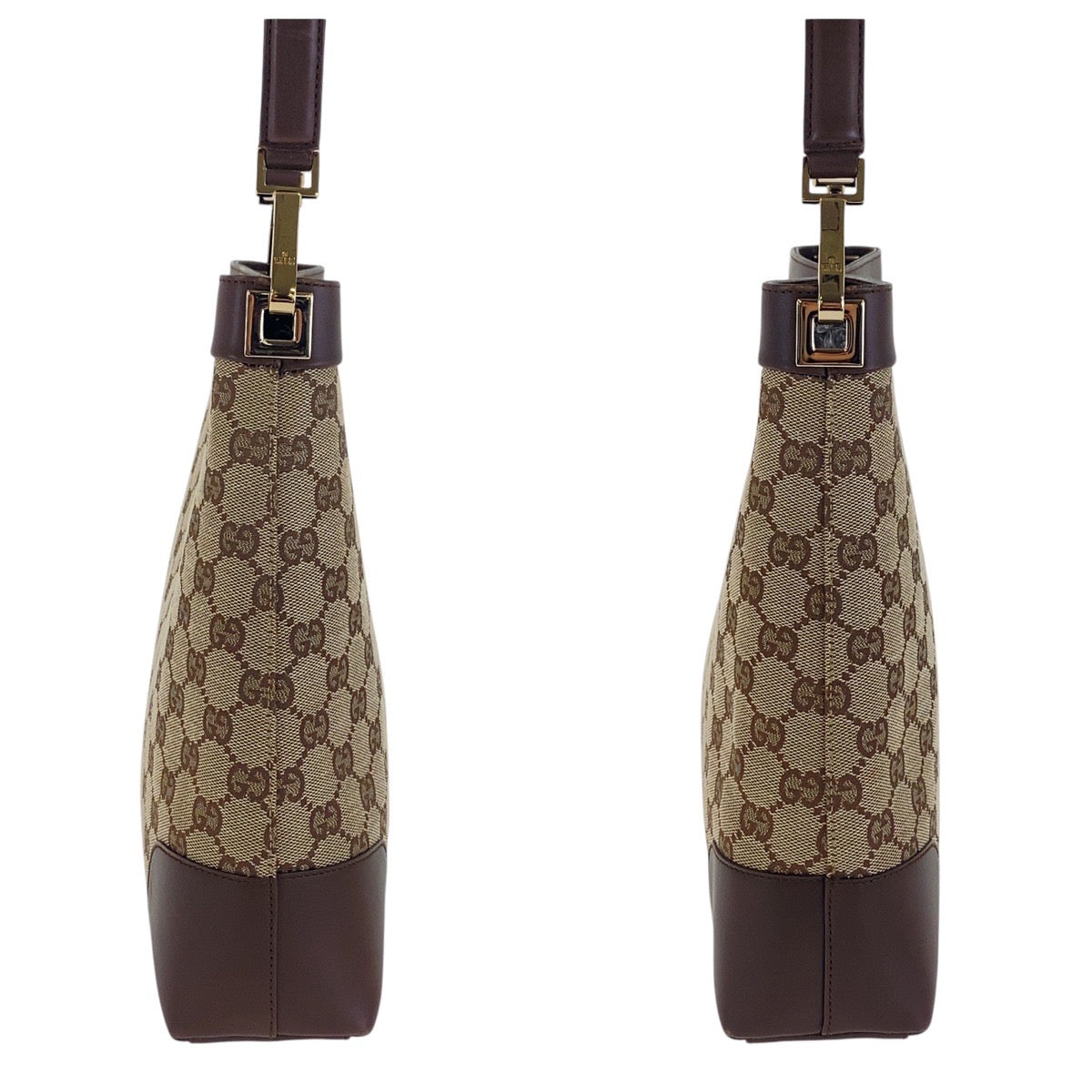 Gucci Shoulder Bag 001 4231 1705 Gg Canvas, Leather Beige Brown Gold Metal Shoulder Bag Handbag