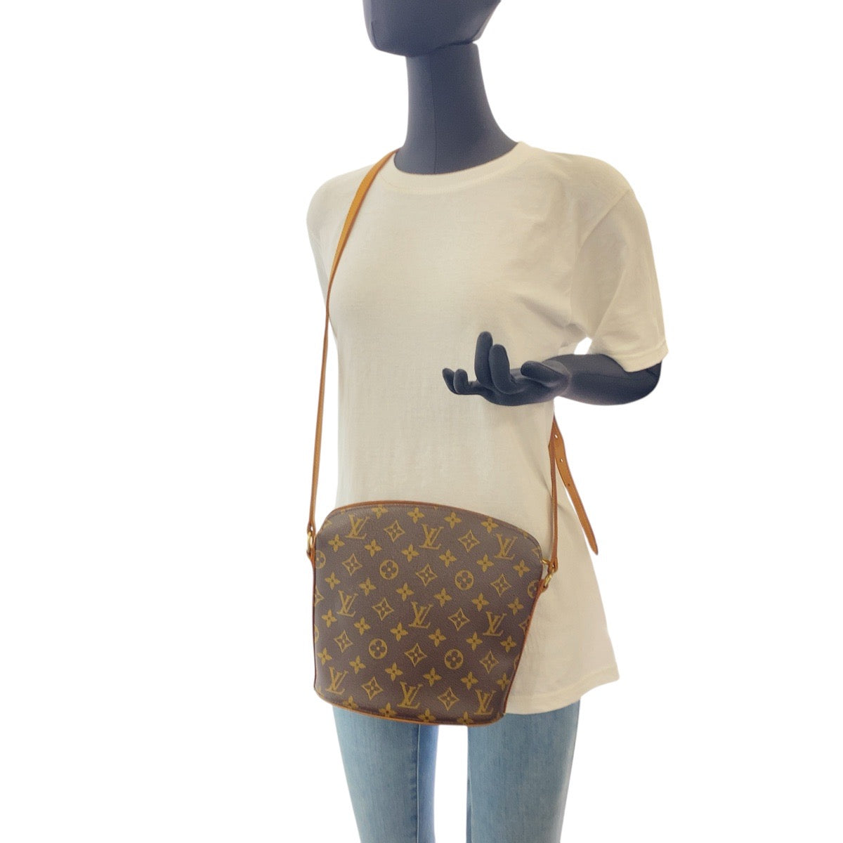 Louis Vuitton Shoulder Bag M51290 Pvc Brown Gold Metal Crossbody Shoulder Bag Monogram Drouot Women