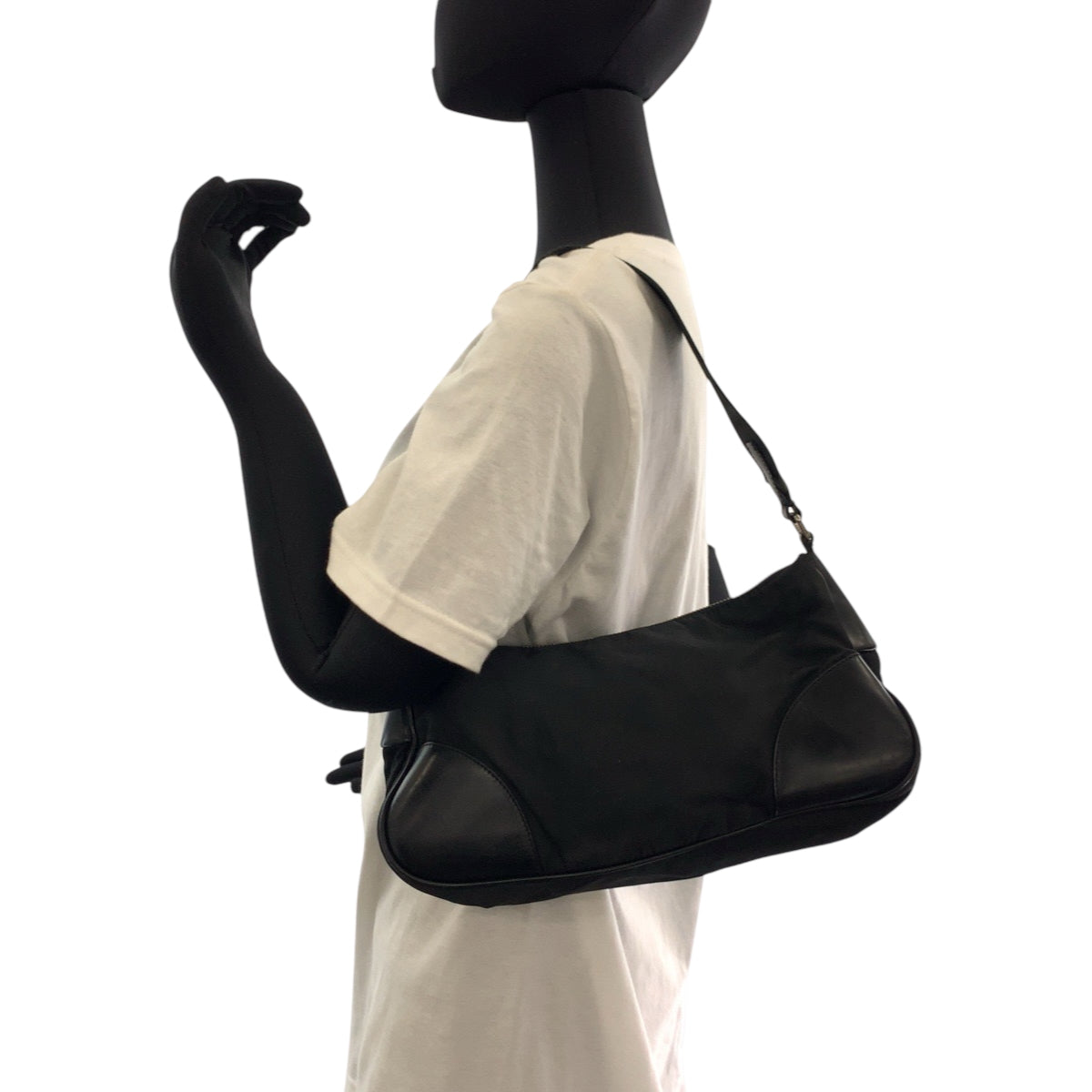 Prada Shoulder Bag Br0449 Nylon Black Silvermetal One Shoulder Bag Handbag Test Triangle With Logo