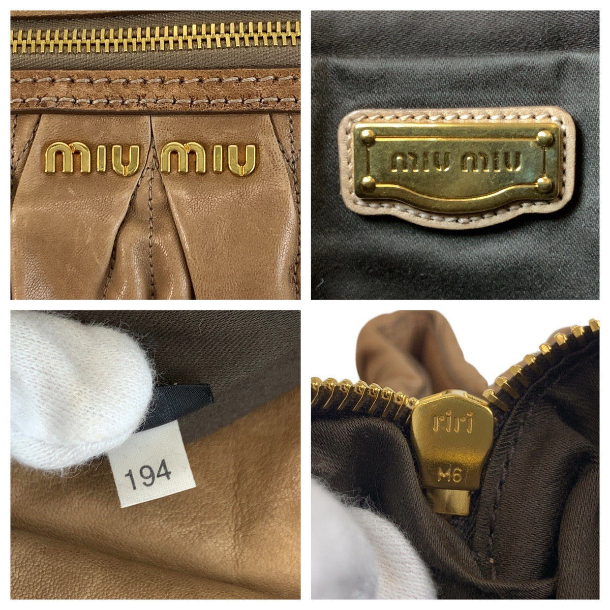 Miu Miu Handbag Leather Brown Gold Metal Handbag Shoulder Bag Materasse Women