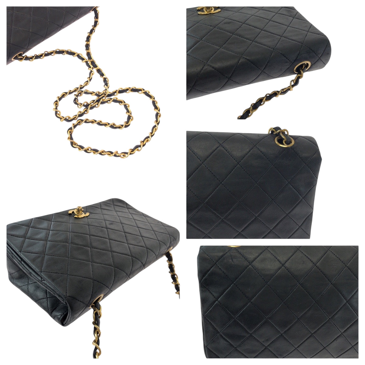 Chanel Shoulder Bag Lambskin Black Goldmetal Chainshoulder Bag Matrasse Full Flap Coco Mark