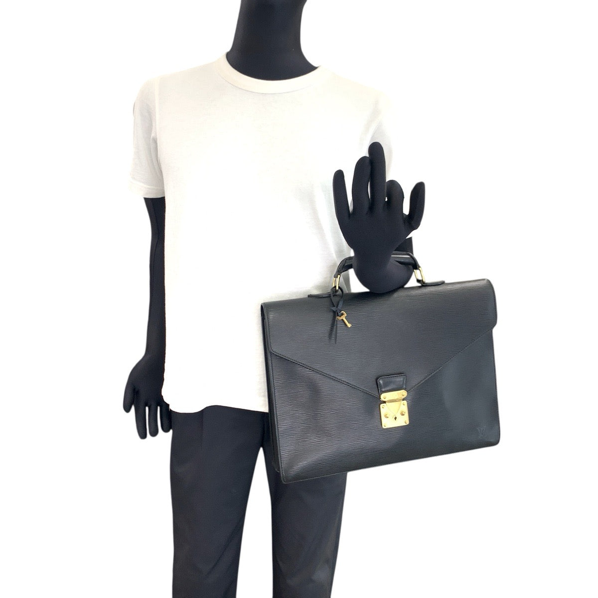 Louis Vuitton Business Bag M54422 Epi Leather Noir Black Gold Metal Business Bag Briefcase Epi