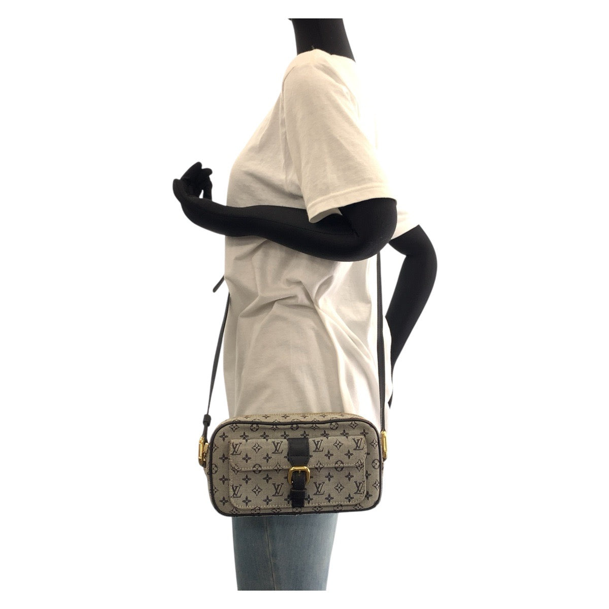 Louis Vuitton Shoulder Bag M92217 Canvas, Leather Grey Black Gold Metal Shoulder Bag Pochette