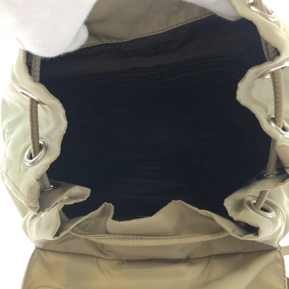 Prada Backpack Nylon Greige Silvermetal Backpack Backpack Test Triangle With Logo Women
