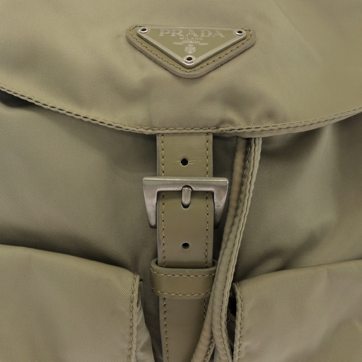 Prada Backpack Nylon Greige Silvermetal Backpack Backpack Test Triangle With Logo Women