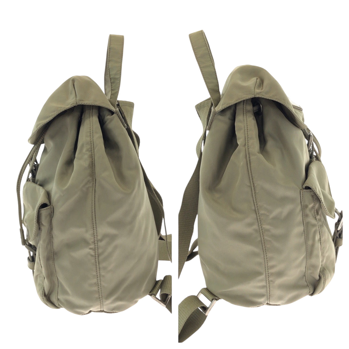 Prada Backpack Nylon Greige Silvermetal Backpack Backpack Test Triangle With Logo Women