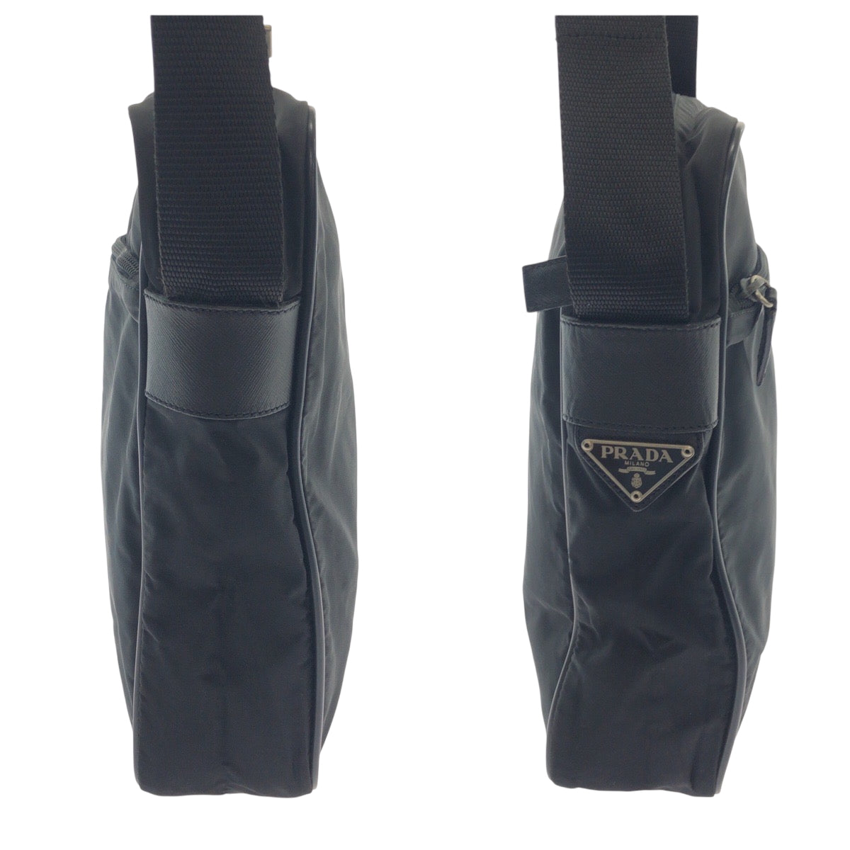 Prada Shoulder Bag V160 Nylon Black Silvermetal Shoulder Bag Pochette Test Triangle With Logo Mens