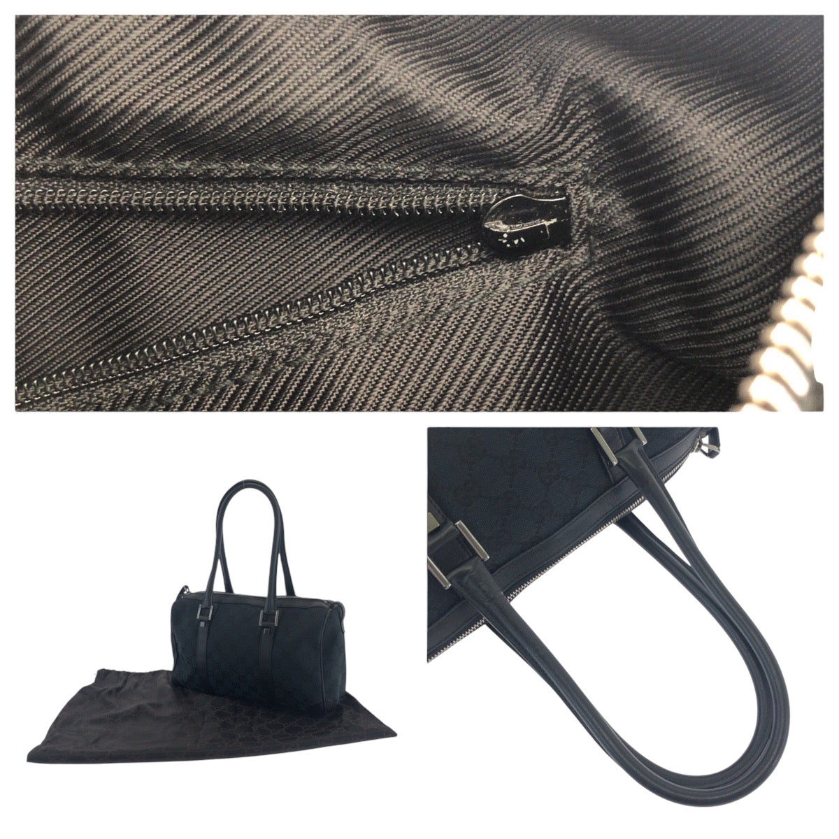 Gucci Handbag 000 0851 Gg Canvas Black Silvermetal Handbags Mini Boston Duffel Bag Women