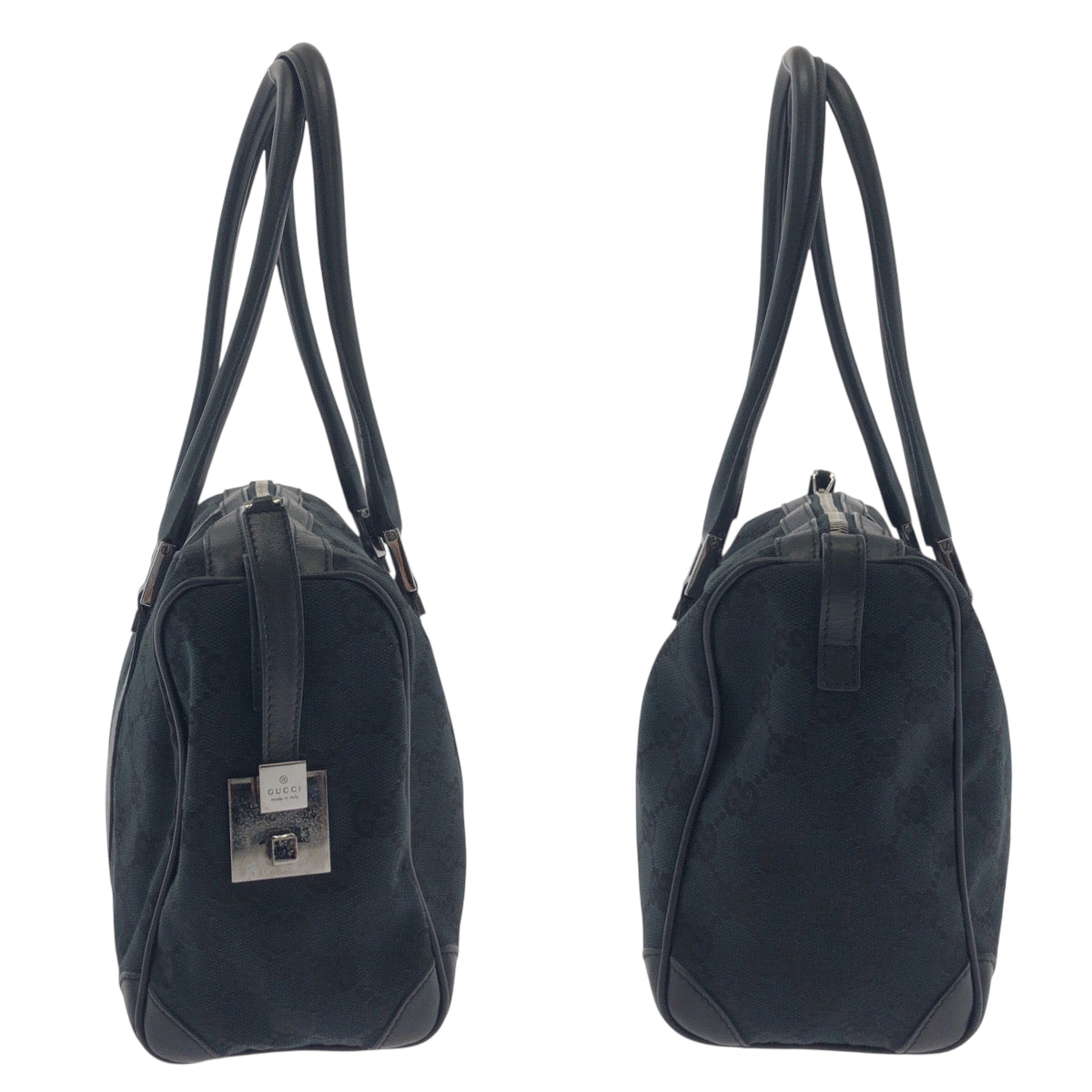 Gucci Handbag 000 0851 Gg Canvas Black Silvermetal Handbags Mini Boston Duffel Bag Women