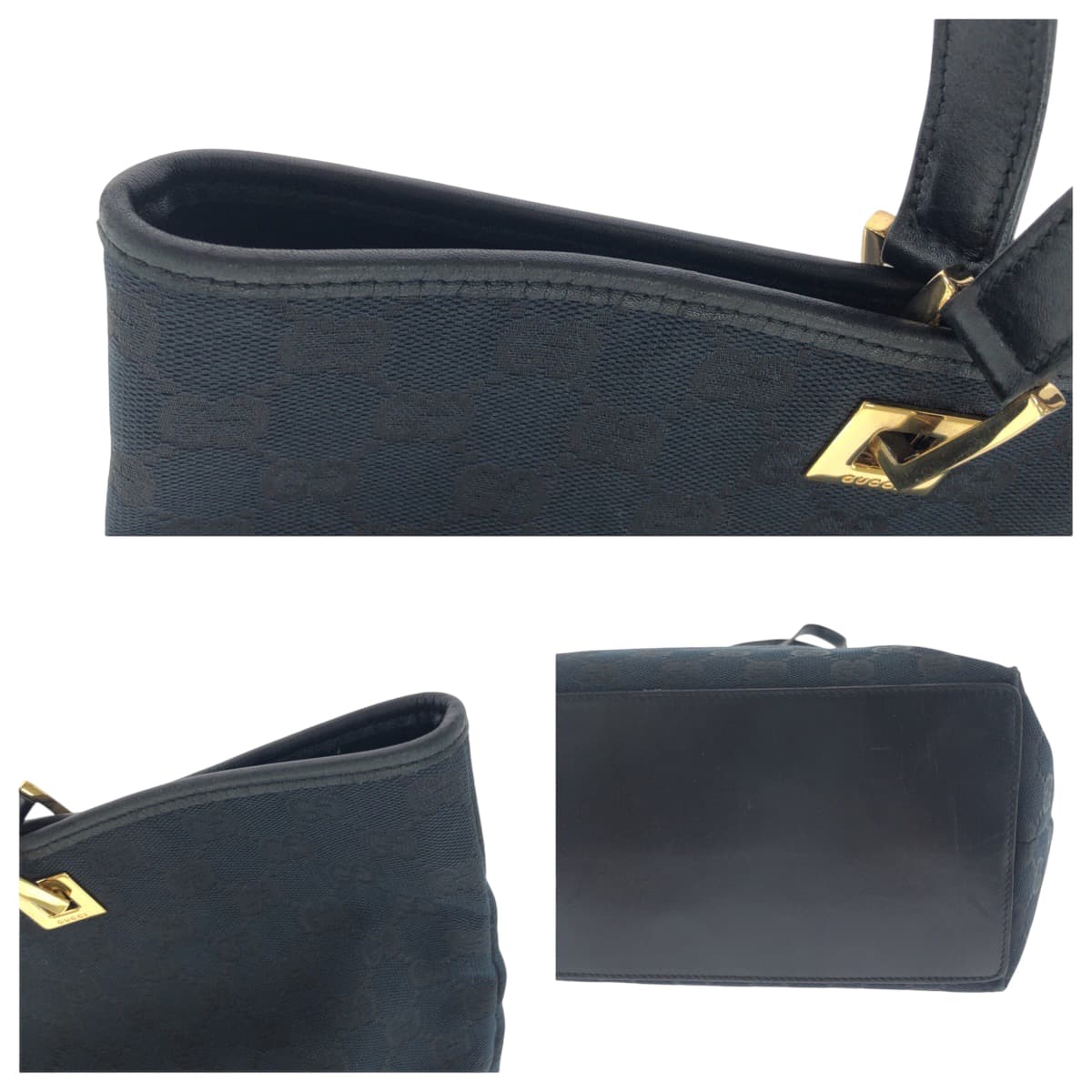 Gucci Tote Bag 002 1098 Gg Canvas Black Goldmetal Tote Bag Shoulder Bag Women