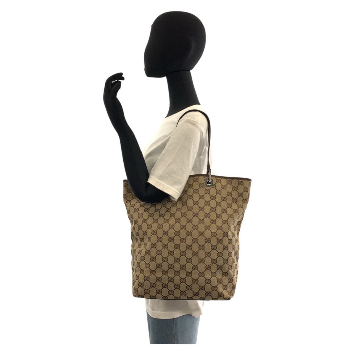 Gucci Tote Bag 31243 Gg Canvas, Leather Beige Brown Tote Bag Shoulder Bag Women