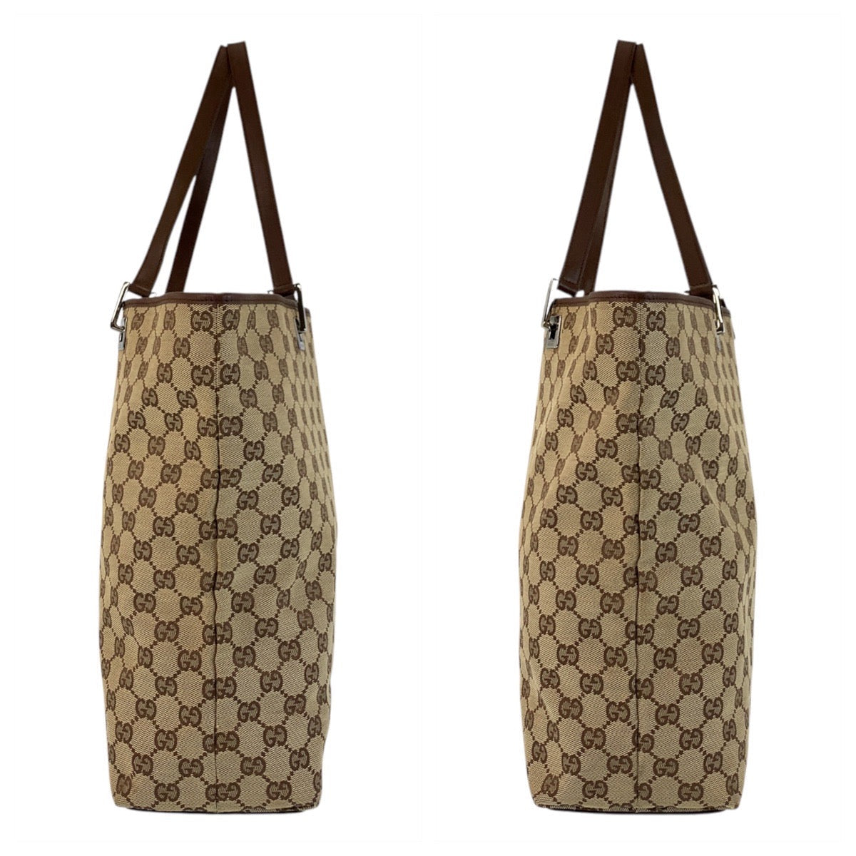 Gucci Tote Bag 31243 Gg Canvas, Leather Beige Brown Tote Bag Shoulder Bag Women