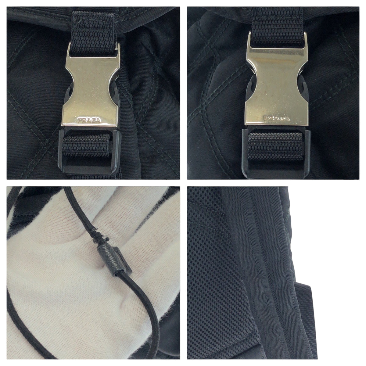 Prada Backpack 2Vz135 Nylon Black Silvermetal Backpack Backpack Test Suit Quilting Triangle With