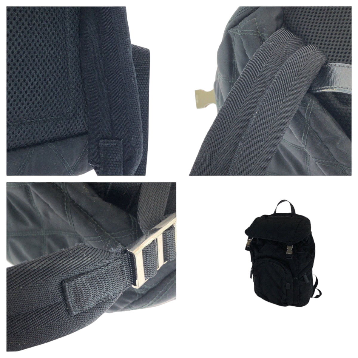 Prada Backpack 2Vz135 Nylon Black Silvermetal Backpack Backpack Test Suit Quilting Triangle With