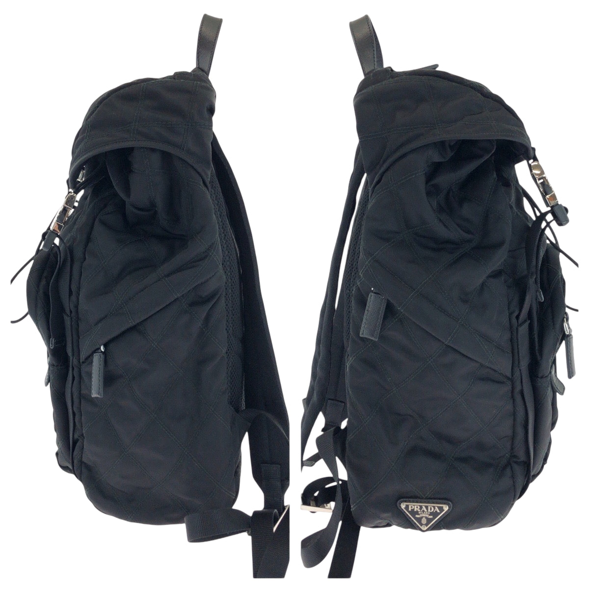 Prada Backpack 2Vz135 Nylon Black Silvermetal Backpack Backpack Test Suit Quilting Triangle With